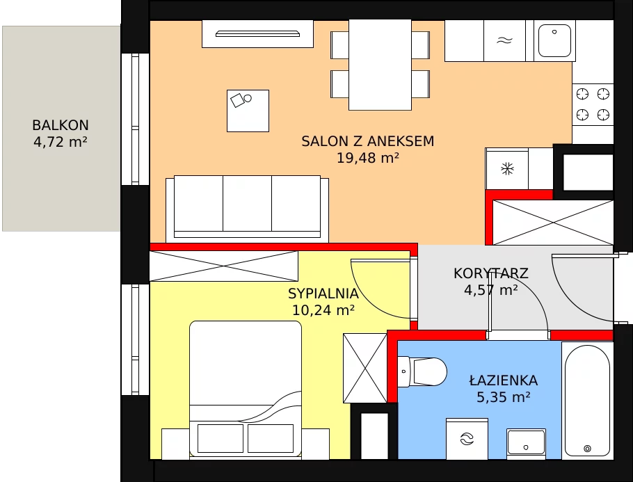 Mieszkanie 41,04 m², piętro 2, oferta nr 55, Sadyba Spot, Warszawa, Mokotów, Sadyba, ul. Powsińska / Św. Bonifacego