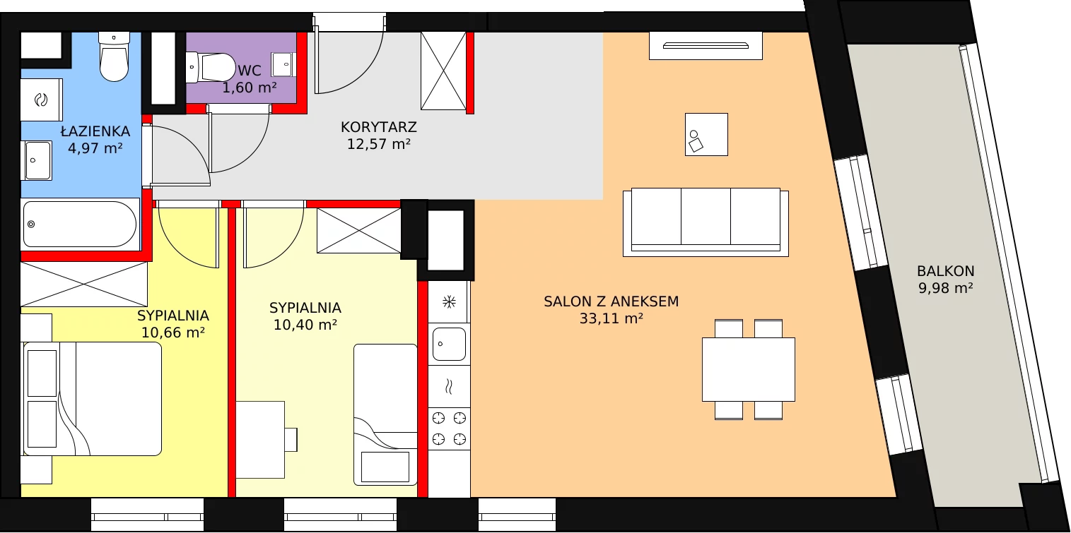 3 pokoje, mieszkanie 75,73 m², piętro 2, oferta nr 60, Sadyba Spot, Warszawa, Mokotów, Sadyba, ul. Powsińska / Św. Bonifacego