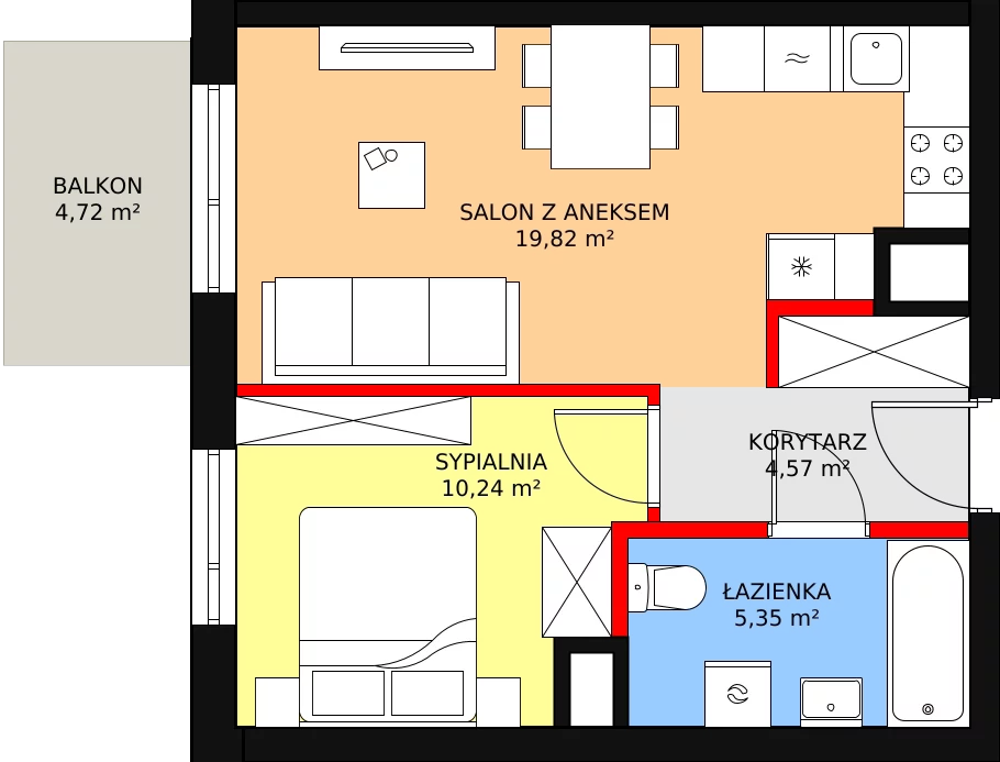 Mieszkanie 41,37 m², piętro 4, oferta nr 67, Sadyba Spot, Warszawa, Mokotów, Sadyba, ul. Powsińska / Św. Bonifacego