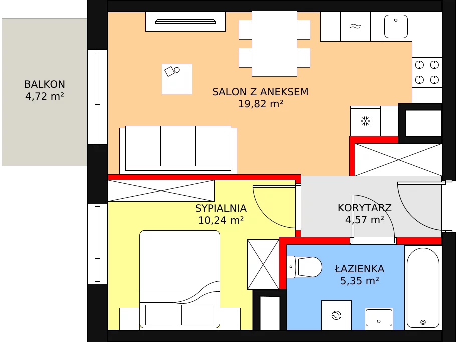 Mieszkanie 41,37 m², piętro 4, oferta nr 68, Sadyba Spot, Warszawa, Mokotów, Sadyba, ul. Powsińska / Św. Bonifacego