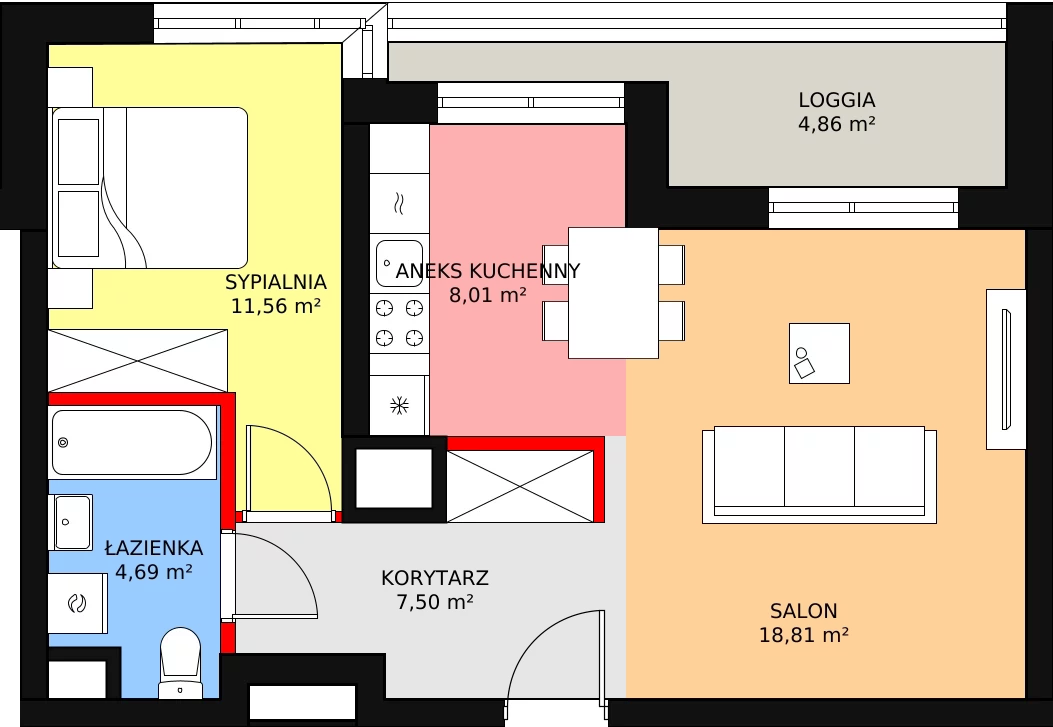 Mieszkanie 52,07 m², piętro 8, oferta nr 93, Sadyba Spot, Warszawa, Mokotów, Sadyba, ul. Powsińska / Św. Bonifacego