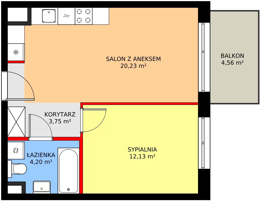 Zalety mieszkania 41.6 m², C/125