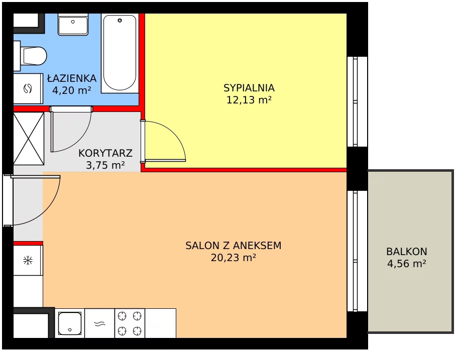 Zalety mieszkania 41.6 m², C/129
