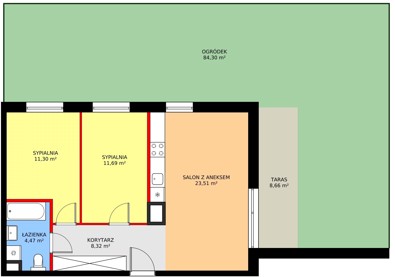 Zalety mieszkania 61.42 m², A/02