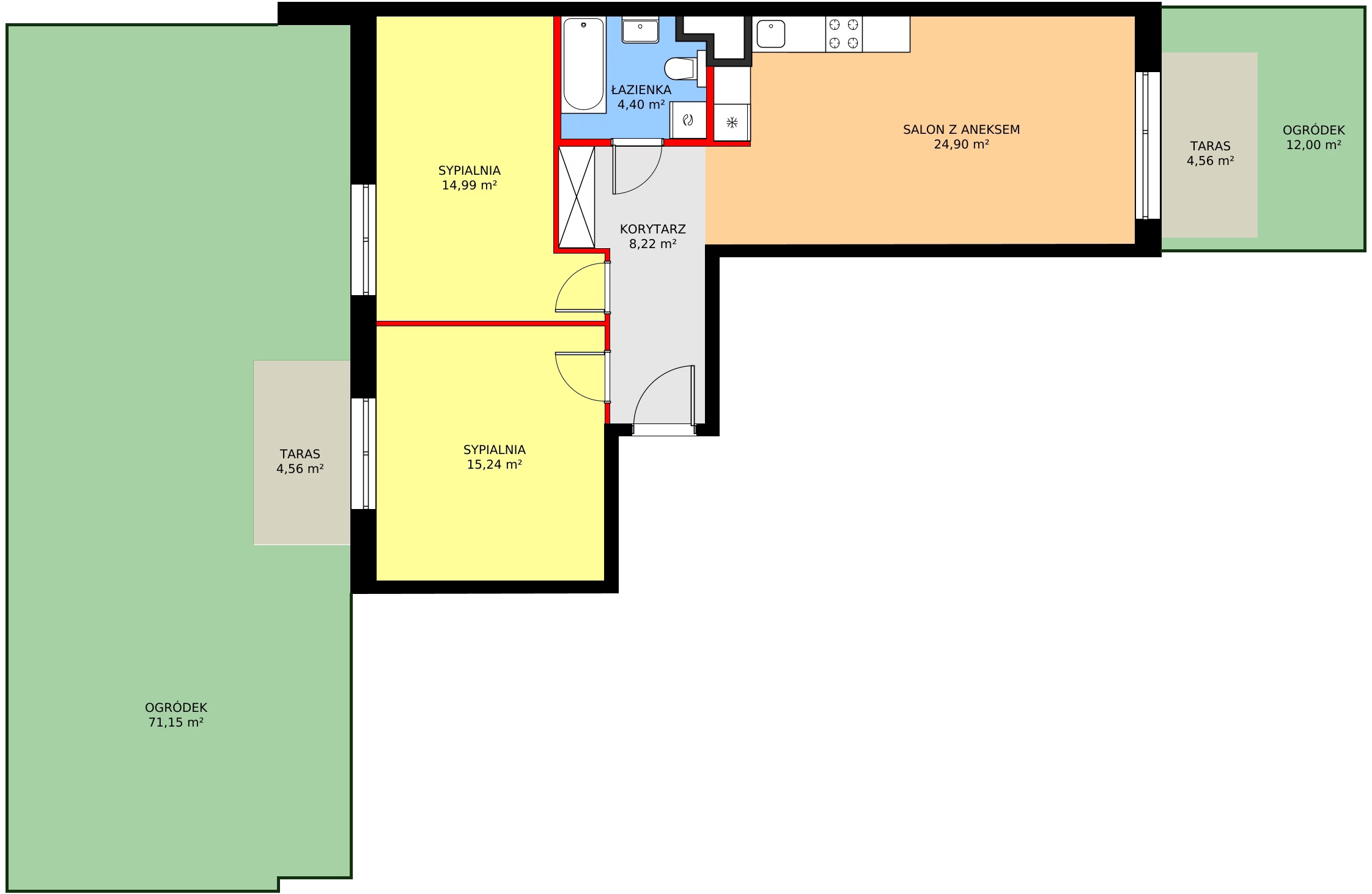 Zalety mieszkania 69.67 m², B/53
