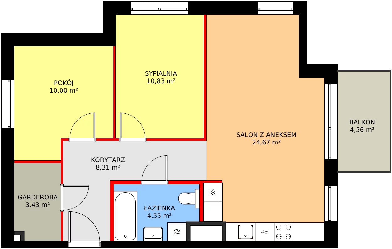 Zalety mieszkania 64.5 m², C/93