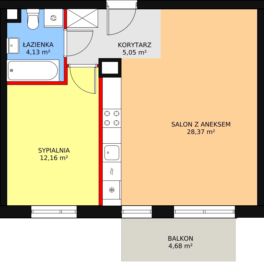 Mieszkanie 49,71 m², piętro 1, oferta nr 4A/12, Osiedle Idea Aurora, Radom, Wacyn, ul. LIstopadowa