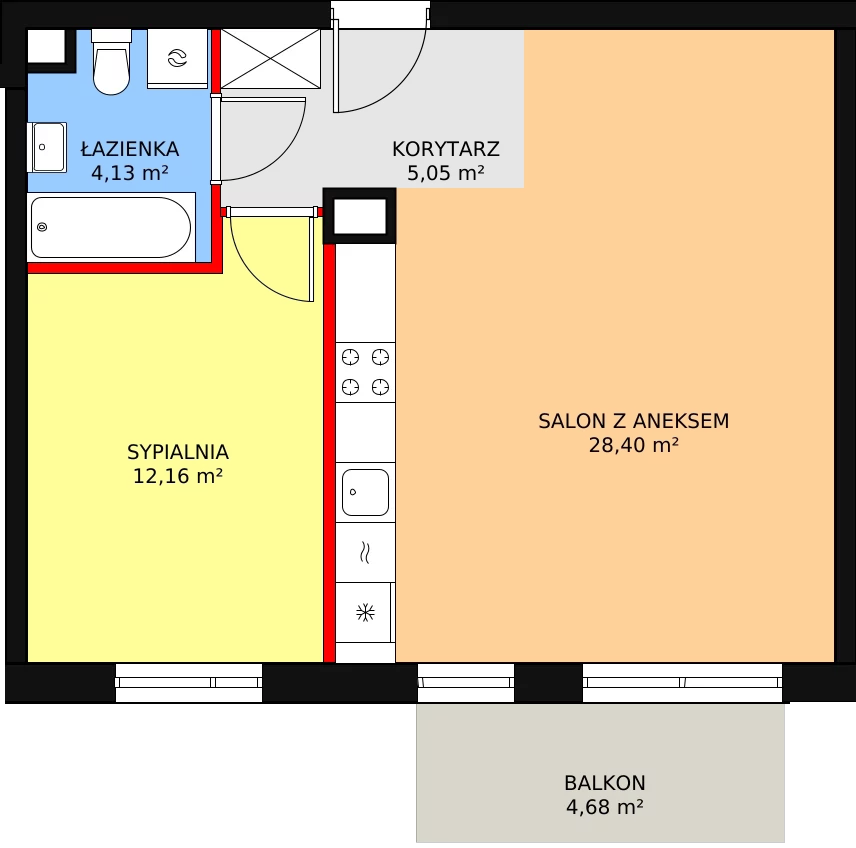 Mieszkanie 49,74 m², piętro 1, oferta nr 4A/13, Osiedle Idea Aurora, Radom, Wacyn, ul. LIstopadowa