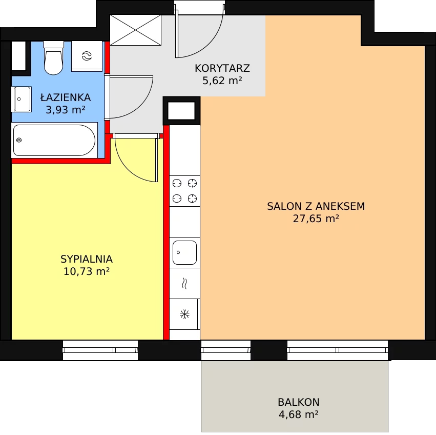 Mieszkanie 47,93 m², piętro 1, oferta nr 4A/14, Osiedle Idea Aurora, Radom, Wacyn, ul. LIstopadowa