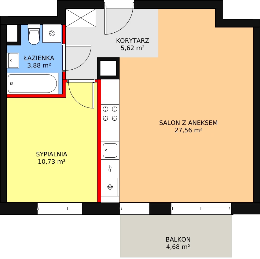 Mieszkanie 47,79 m², piętro 2, oferta nr 4A/23, Osiedle Idea Aurora, Radom, Wacyn, ul. LIstopadowa