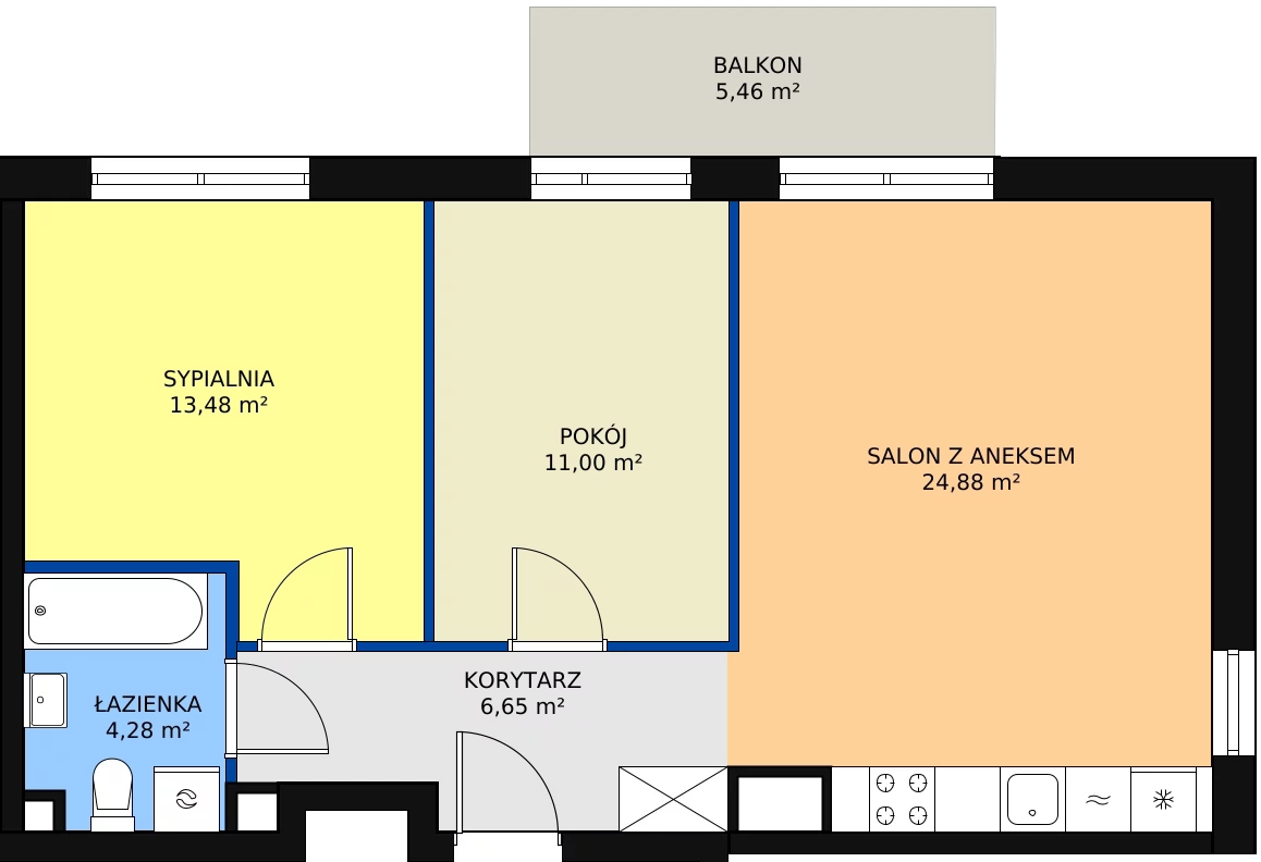 3 pokoje, mieszkanie 60,29 m², piętro 3, oferta nr 4A/28, Osiedle Idea Aurora, Radom, Wacyn, ul. LIstopadowa