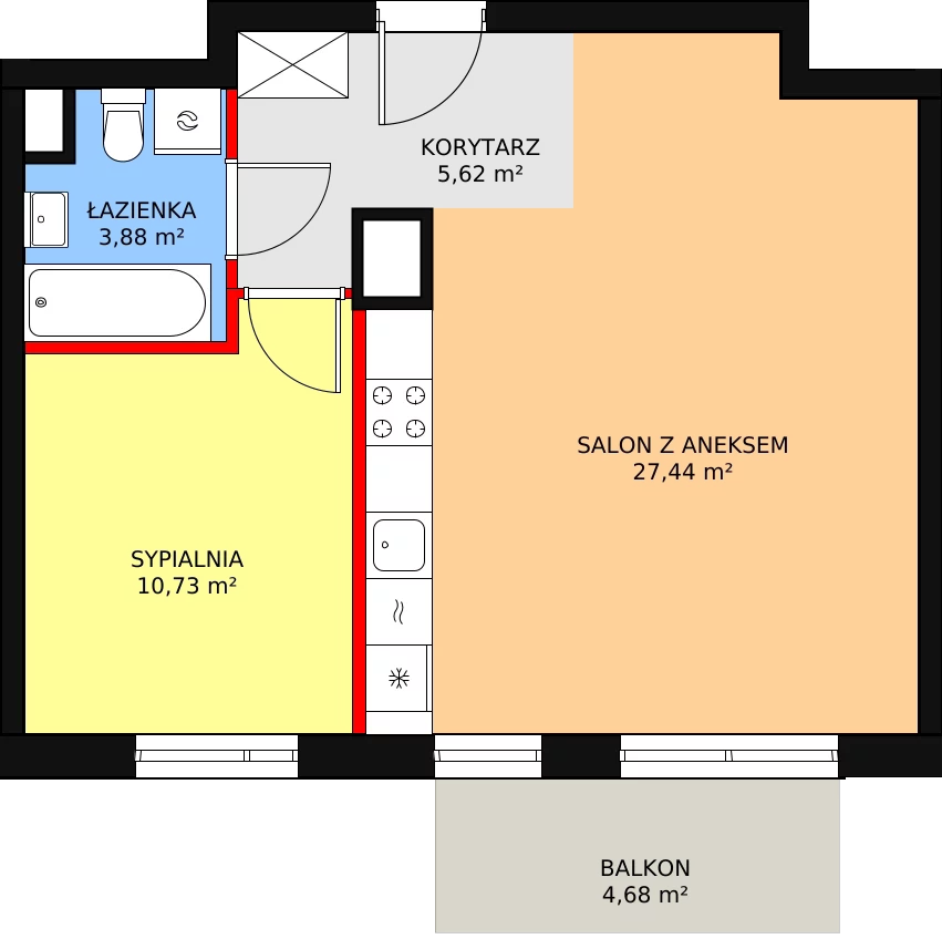 Mieszkanie 47,67 m², piętro 3, oferta nr 4A/32, Osiedle Idea Aurora, Radom, Wacyn, ul. LIstopadowa