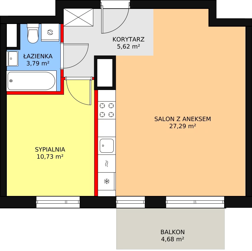 Mieszkanie 47,43 m², piętro 4, oferta nr 4A/37, Osiedle Idea Aurora, Radom, Wacyn, ul. LIstopadowa