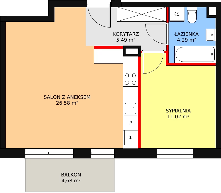 Mieszkanie 47,38 m², piętro 1, oferta nr 4A/41, Osiedle Idea Aurora, Radom, Wacyn, ul. LIstopadowa