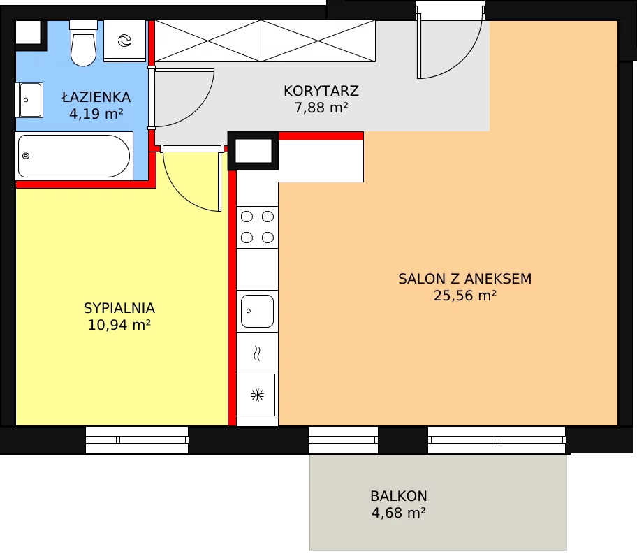 Mieszkanie 48,57 m², piętro 2, oferta nr 4A/46, Osiedle Idea Aurora, Radom, Wacyn, ul. LIstopadowa