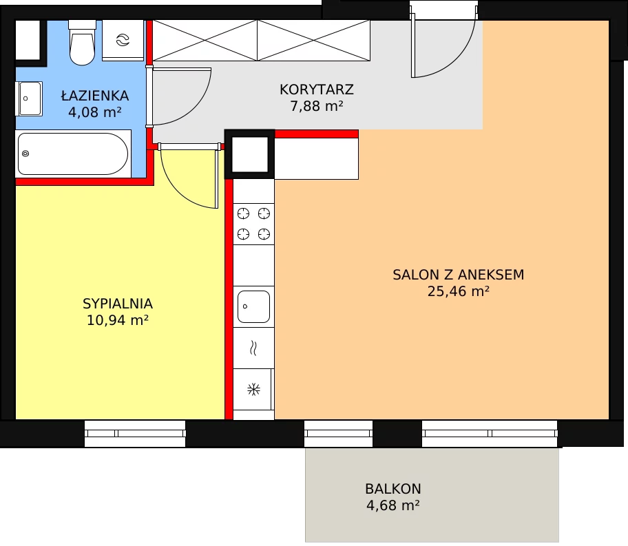 Mieszkanie 48,36 m², piętro 3, oferta nr 4A/50, Osiedle Idea Aurora, Radom, Wacyn, ul. LIstopadowa