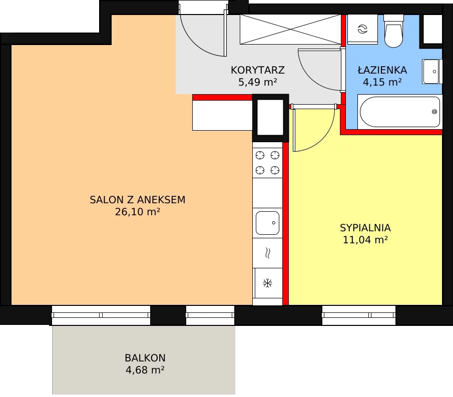 Mieszkanie 46,78 m², piętro 4, oferta nr 4A/53, Osiedle Idea Aurora, Radom, Wacyn, ul. LIstopadowa