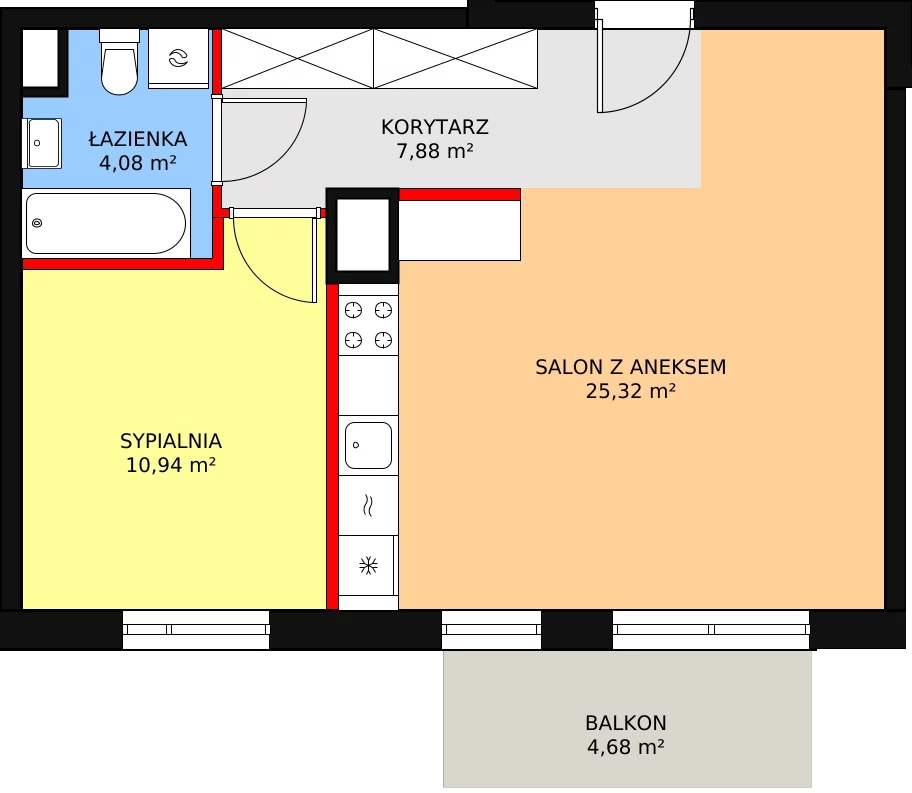 Mieszkanie 48,22 m², piętro 4, oferta nr 4A/54, Osiedle Idea Aurora, Radom, Wacyn, ul. LIstopadowa