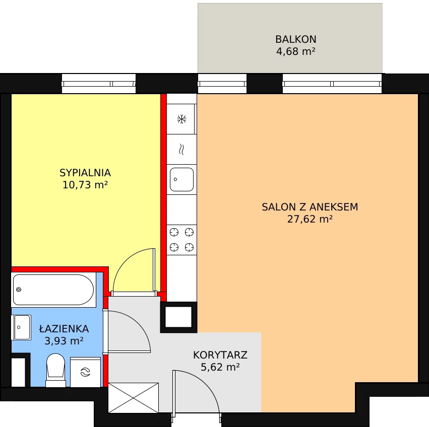 Mieszkanie 47,90 m², piętro 1, oferta nr 4A/65, Osiedle Idea Aurora, Radom, Wacyn, ul. LIstopadowa