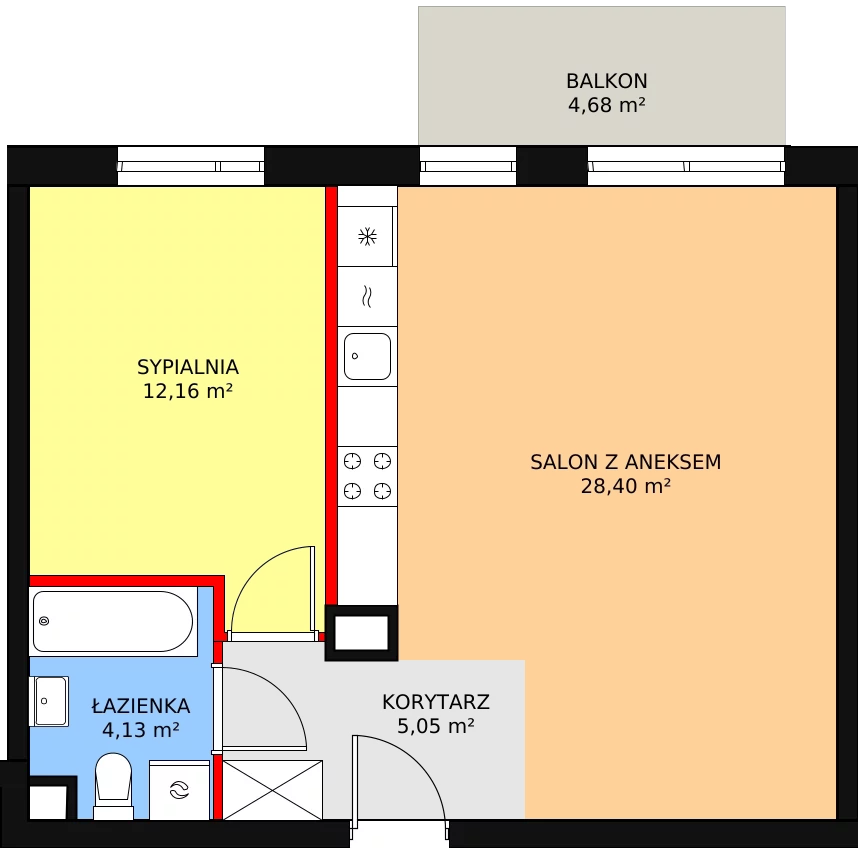 Mieszkanie 49,74 m², piętro 1, oferta nr 4A/66, Osiedle Idea Aurora, Radom, Wacyn, ul. LIstopadowa