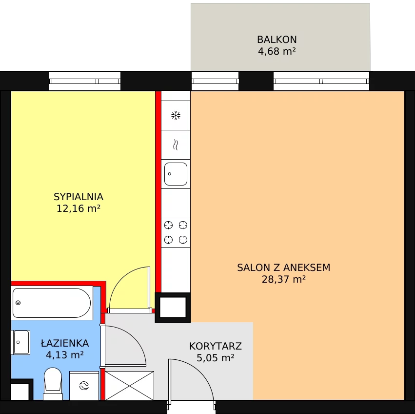 Mieszkanie 49,71 m², piętro 1, oferta nr 4A/67, Osiedle Idea Aurora, Radom, Wacyn, ul. LIstopadowa