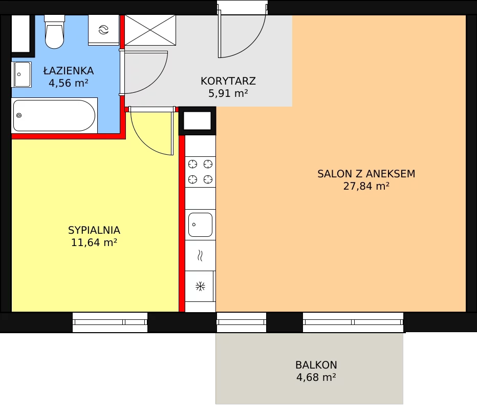 Mieszkanie 49,95 m², piętro 1, oferta nr 4A/70, Osiedle Idea Aurora, Radom, Wacyn, ul. LIstopadowa