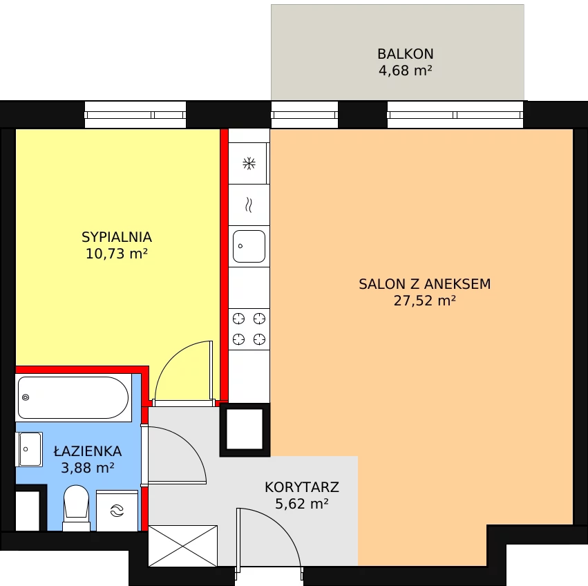 Mieszkanie 47,75 m², piętro 2, oferta nr 4A/74, Osiedle Idea Aurora, Radom, Wacyn, ul. LIstopadowa