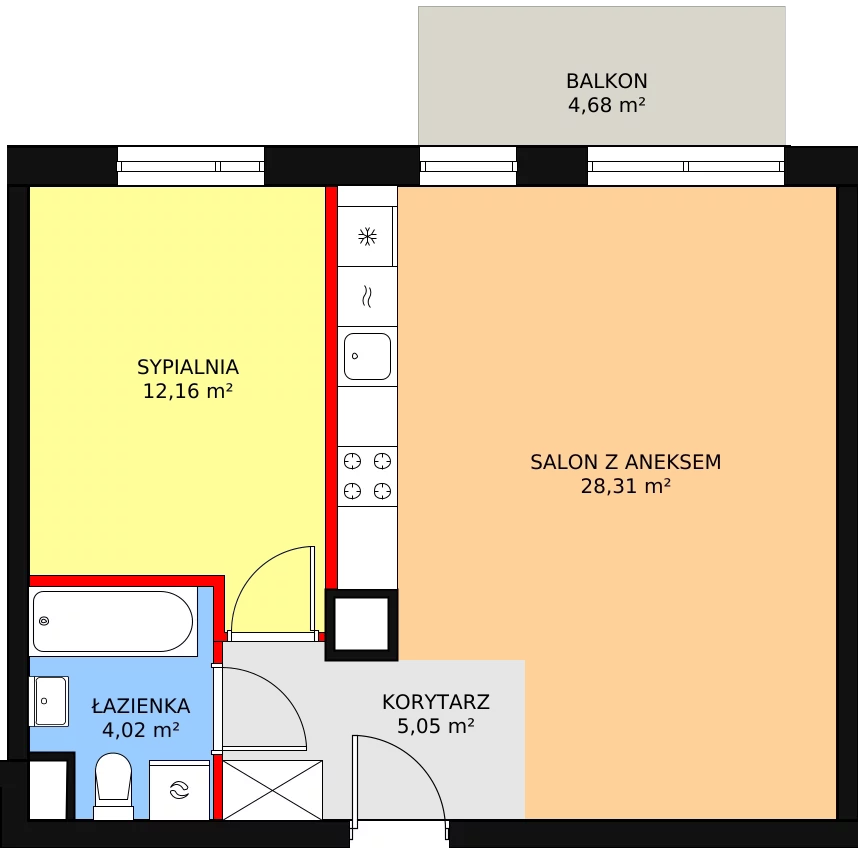 Mieszkanie 49,54 m², piętro 2, oferta nr 4A/75, Osiedle Idea Aurora, Radom, Wacyn, ul. LIstopadowa