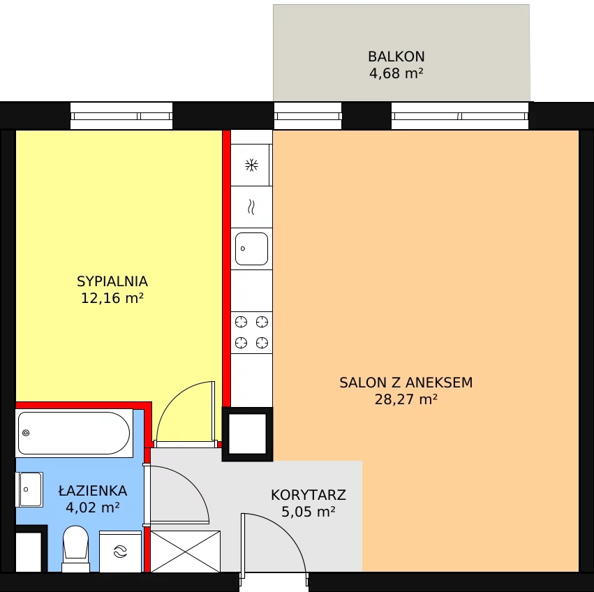 Mieszkanie 49,50 m², piętro 2, oferta nr 4A/76, Osiedle Idea Aurora, Radom, Wacyn, ul. LIstopadowa