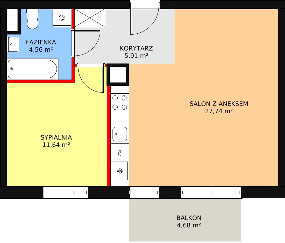 Mieszkanie 49,85 m², piętro 2, oferta nr 4A/79, Osiedle Idea Aurora, Radom, Wacyn, ul. LIstopadowa