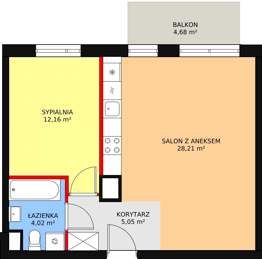 Mieszkanie 49,44 m², piętro 3, oferta nr 4A/84, Osiedle Idea Aurora, Radom, Wacyn, ul. LIstopadowa