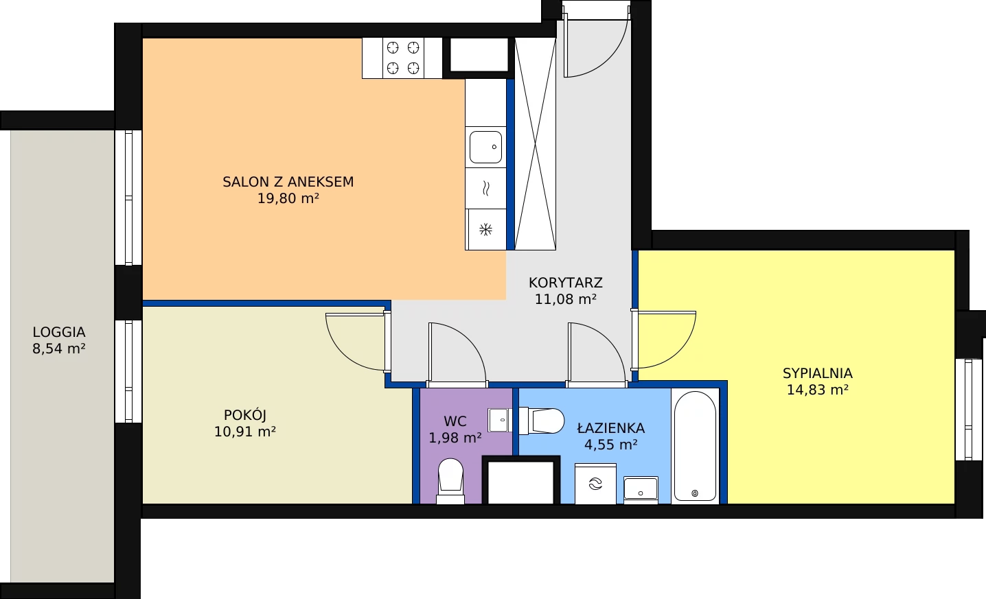 Zalety mieszkania 63.15 m², 4A/90