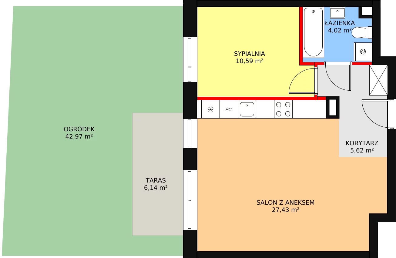 Mieszkanie 47,66 m², parter, oferta nr 4B/101, Osiedle Idea Aurora, Radom, Wacyn, ul. LIstopadowa