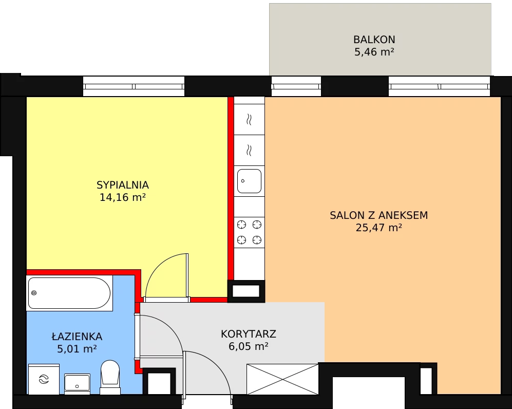 Mieszkanie 50,69 m², piętro 1, oferta nr 4B/103, Osiedle Idea Aurora, Radom, Wacyn, ul. LIstopadowa