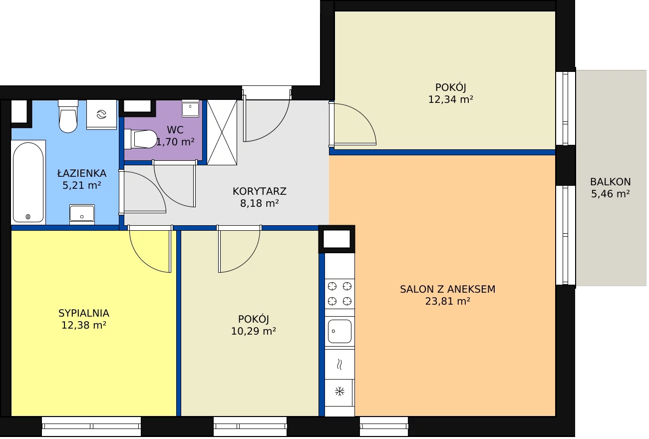 Zalety mieszkania 73.91 m², 4B/106