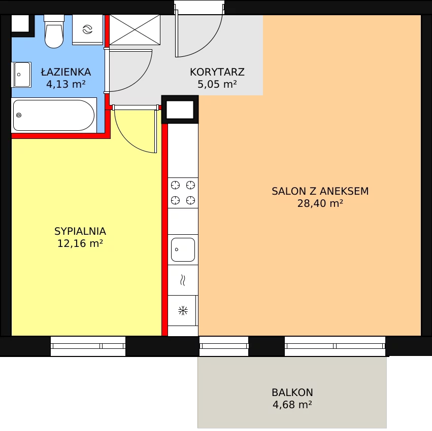 Mieszkanie 49,74 m², piętro 1, oferta nr 4B/107, Osiedle Idea Aurora, Radom, Wacyn, ul. LIstopadowa