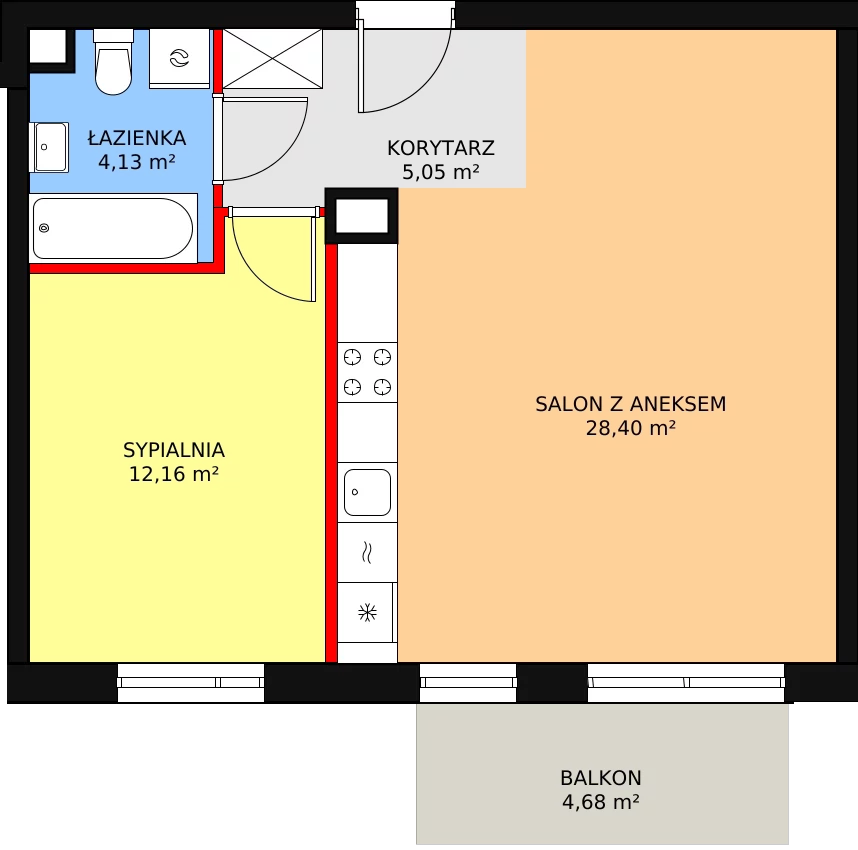 Mieszkanie 49,74 m², piętro 1, oferta nr 4B/108, Osiedle Idea Aurora, Radom, Wacyn, ul. LIstopadowa