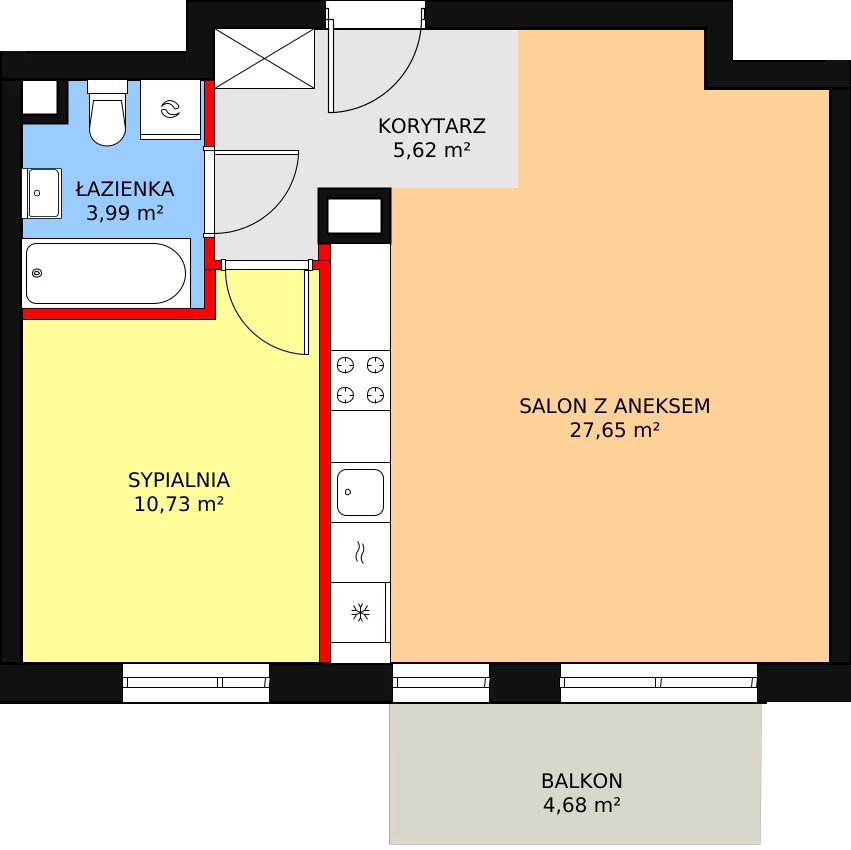 Mieszkanie 47,99 m², piętro 1, oferta nr 4B/109, Osiedle Idea Aurora, Radom, Wacyn, ul. LIstopadowa