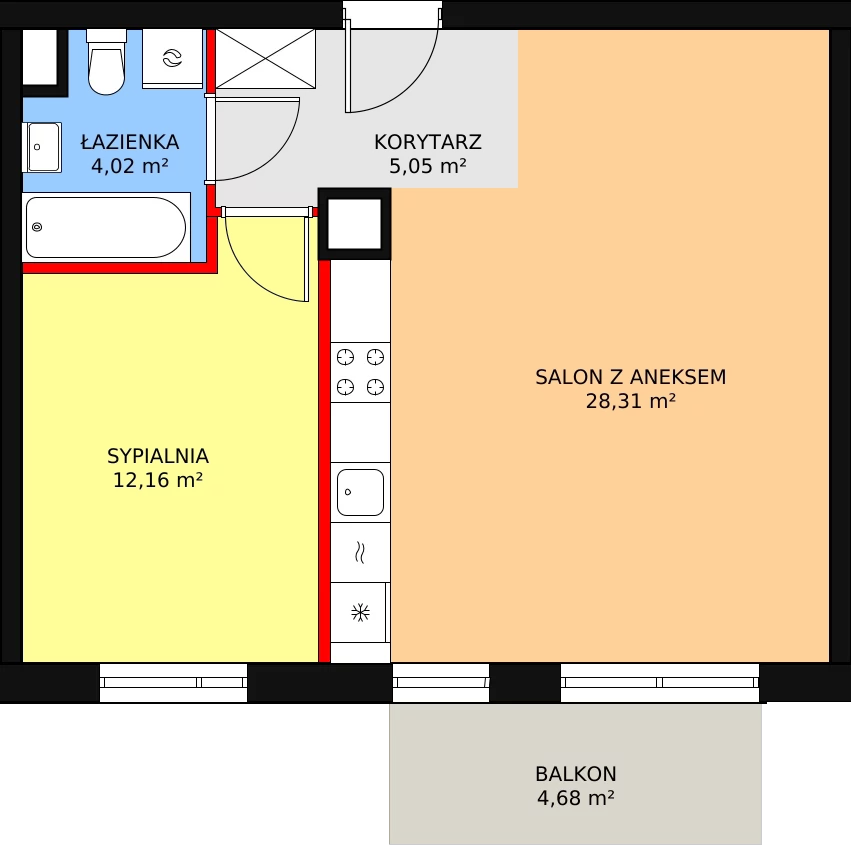 Mieszkanie 49,54 m², piętro 2, oferta nr 4B/116, Osiedle Idea Aurora, Radom, Wacyn, ul. LIstopadowa