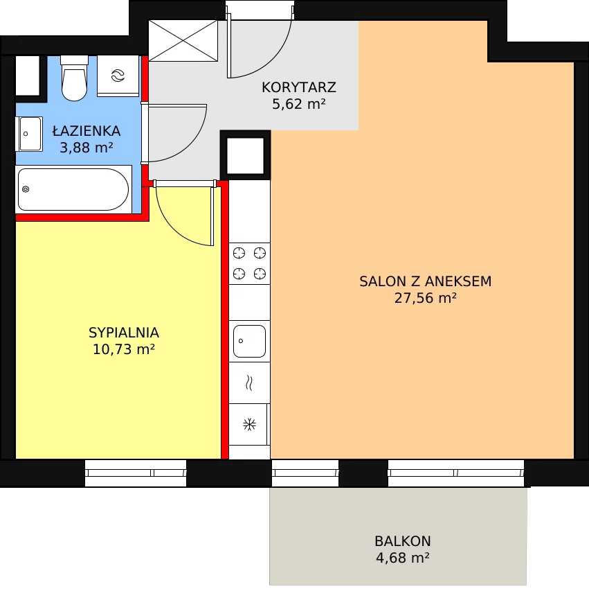 Mieszkanie 47,79 m², piętro 2, oferta nr 4B/118, Osiedle Idea Aurora, Radom, Wacyn, ul. LIstopadowa