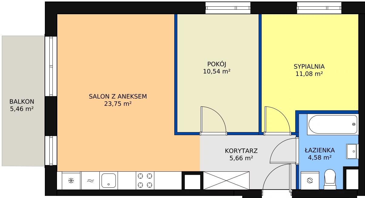 3 pokoje, mieszkanie 55,61 m², piętro 2, oferta nr 4B/119, Osiedle Idea Aurora, Radom, Wacyn, ul. LIstopadowa