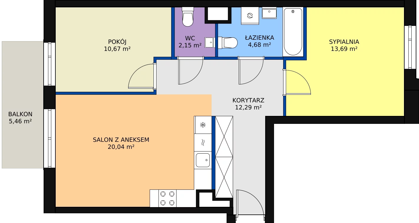Zalety mieszkania 63.52 m², 4B/120