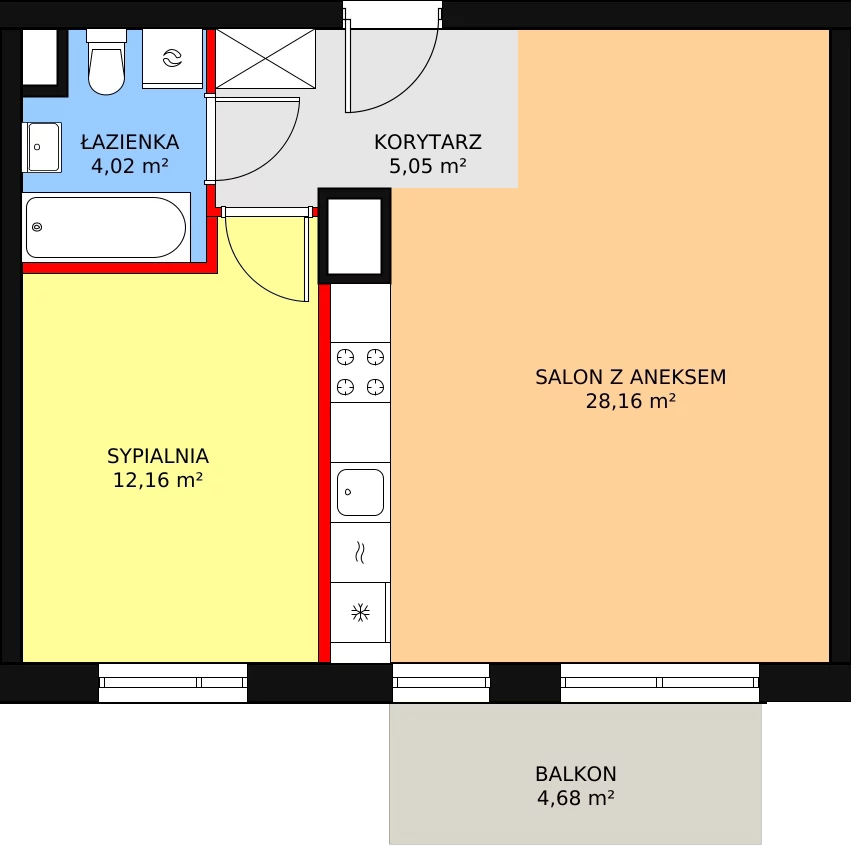 Mieszkanie 49,39 m², piętro 3, oferta nr 4B/125, Osiedle Idea Aurora, Radom, Wacyn, ul. LIstopadowa