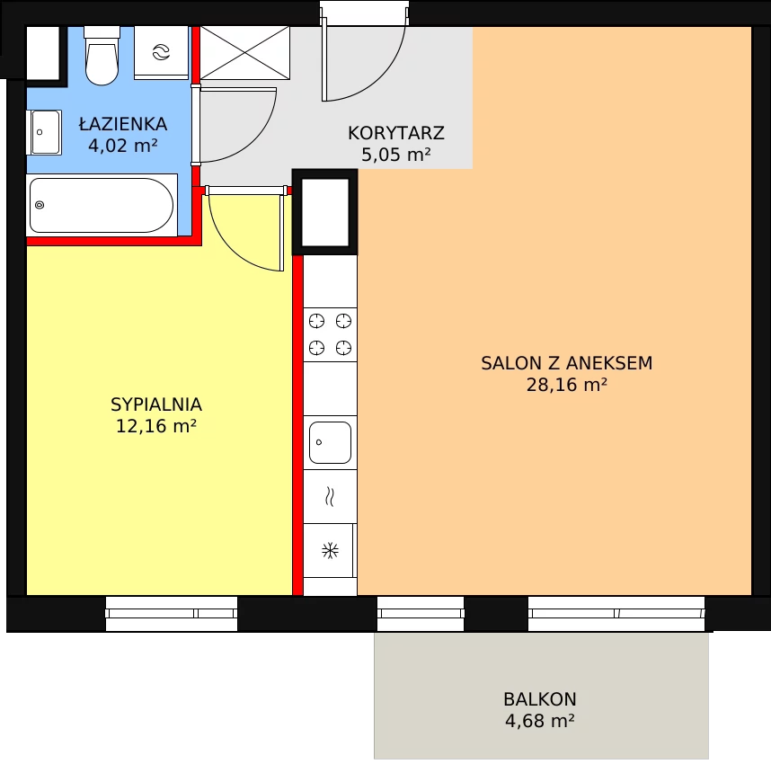 Mieszkanie 49,39 m², piętro 3, oferta nr 4B/126, Osiedle Idea Aurora, Radom, Wacyn, ul. LIstopadowa