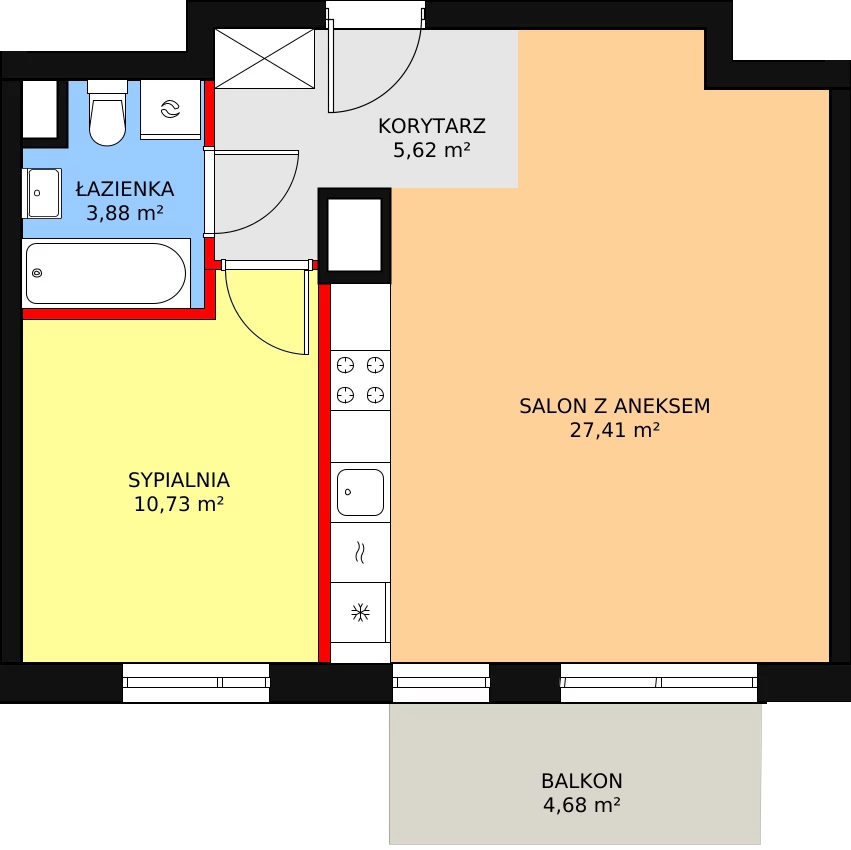 Mieszkanie 47,64 m², piętro 3, oferta nr 4B/127, Osiedle Idea Aurora, Radom, Wacyn, ul. LIstopadowa