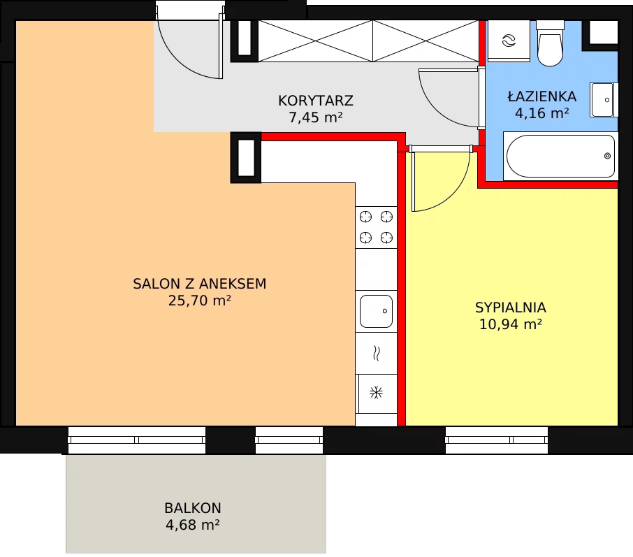 Mieszkanie 48,25 m², piętro 1, oferta nr 4B/134, Osiedle Idea Aurora, Radom, Wacyn, ul. LIstopadowa