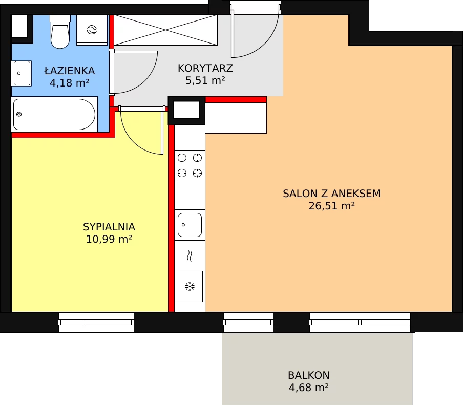 Mieszkanie 47,19 m², piętro 1, oferta nr 4B/135, Osiedle Idea Aurora, Radom, Wacyn, ul. LIstopadowa