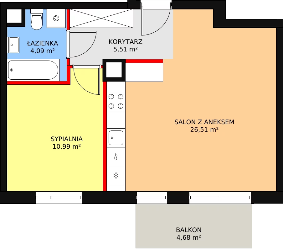 Mieszkanie 47,00 m², piętro 2, oferta nr 4B/139, Osiedle Idea Aurora, Radom, Wacyn, ul. LIstopadowa