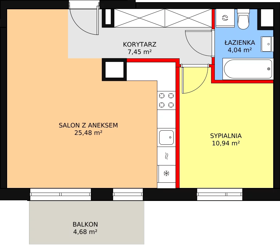 Mieszkanie 47,91 m², piętro 3, oferta nr 4B/142, Osiedle Idea Aurora, Radom, Wacyn, ul. LIstopadowa