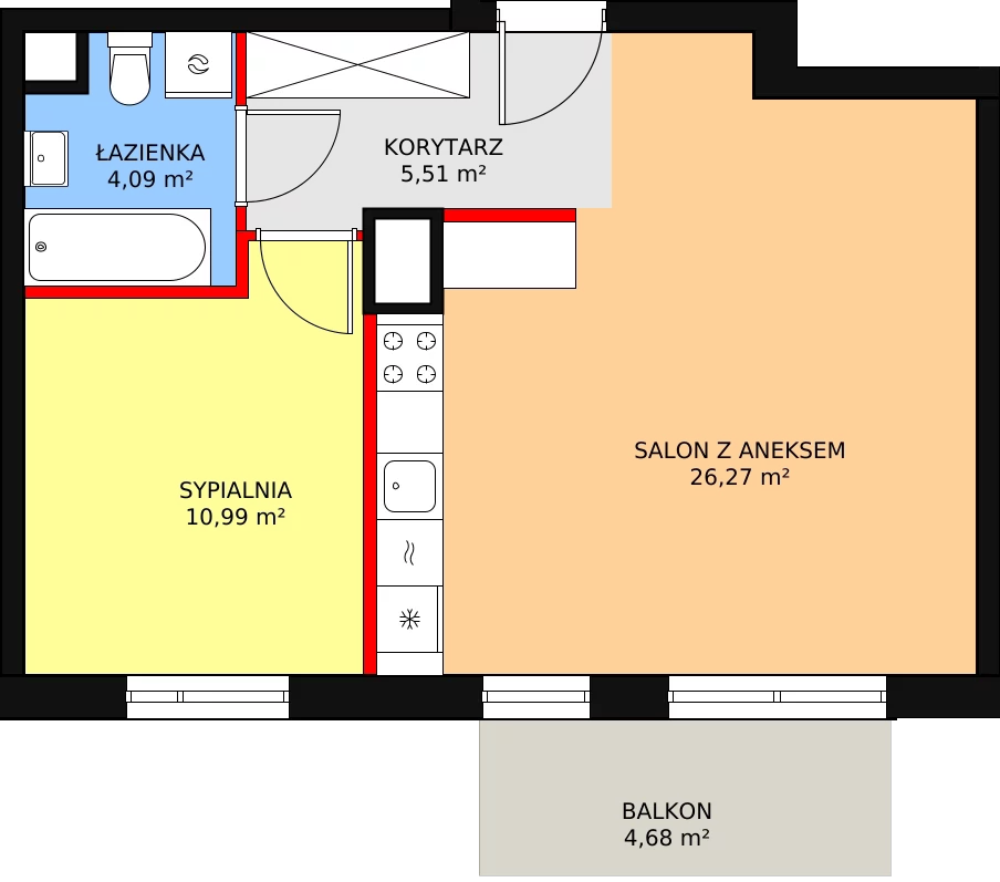 Mieszkanie 46,86 m², piętro 3, oferta nr 4B/143, Osiedle Idea Aurora, Radom, Wacyn, ul. LIstopadowa